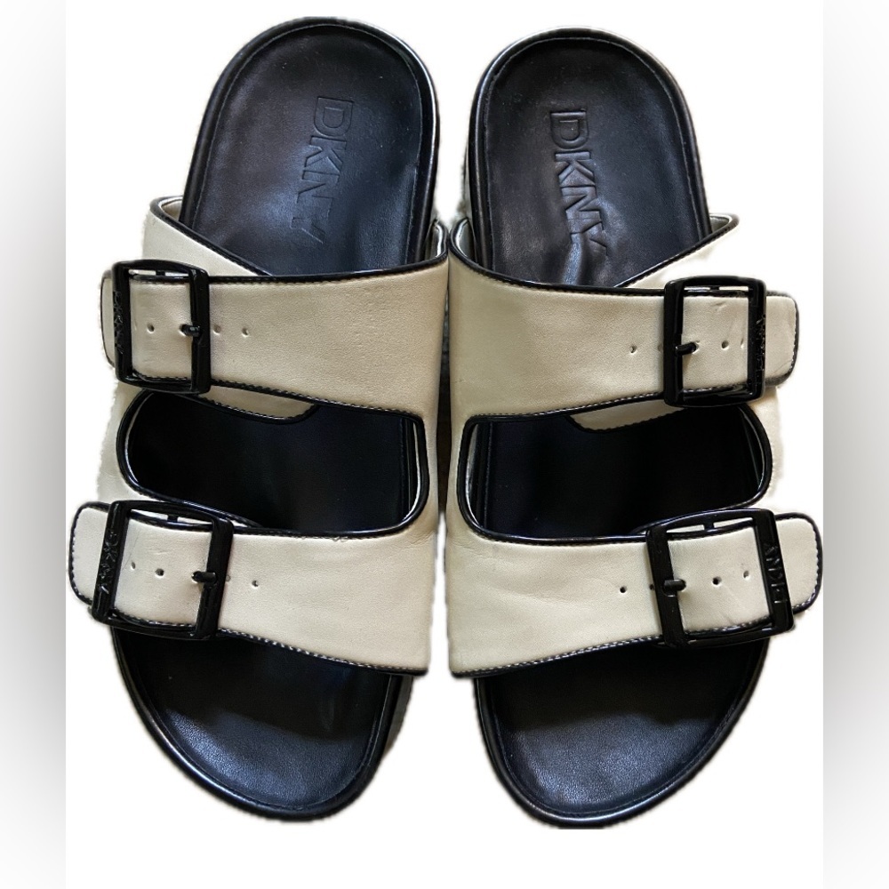 DKNY Idinah Double Strap Foot Bed Slide Sandals